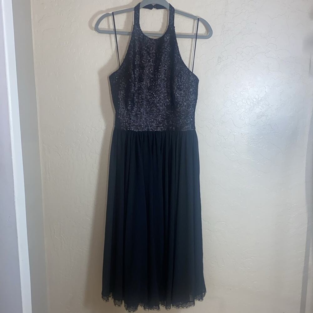 Dress the Population Tatiana Sequin Halter Fit & Flare Midi Dress - Picture 2 of 10